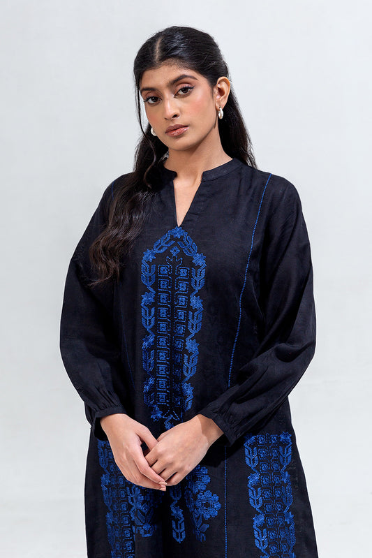 2 PIECE EMBROIDERED KHADDAR JACQUARD SUIT (PRET)