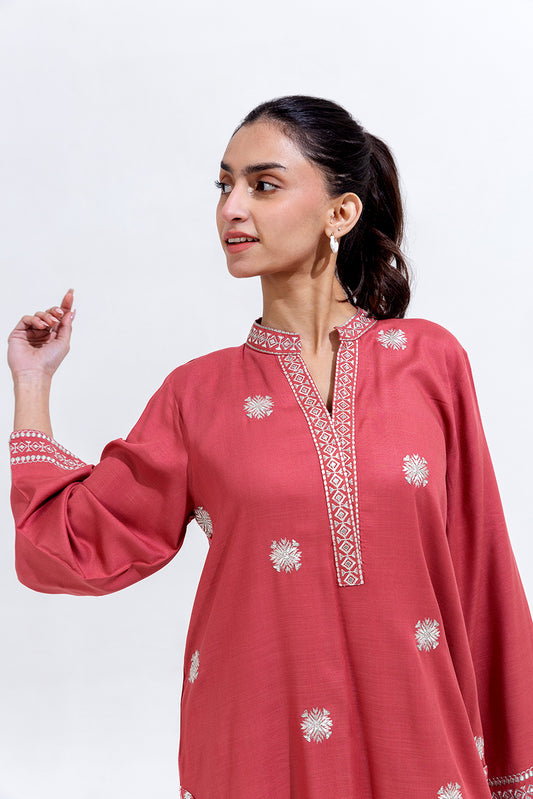 2 PIECE EMBROIDERED VISCOSE SUIT (PRET)