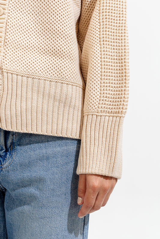 KNITTED CREW NECK CARDIGAN