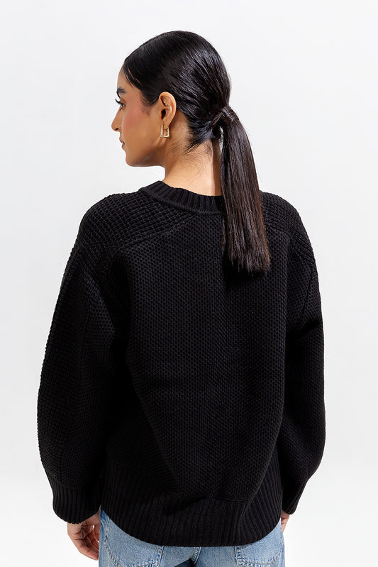 KNITTED CREW NECK CARDIGAN