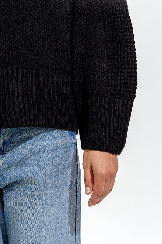 KNITTED CREW NECK CARDIGAN