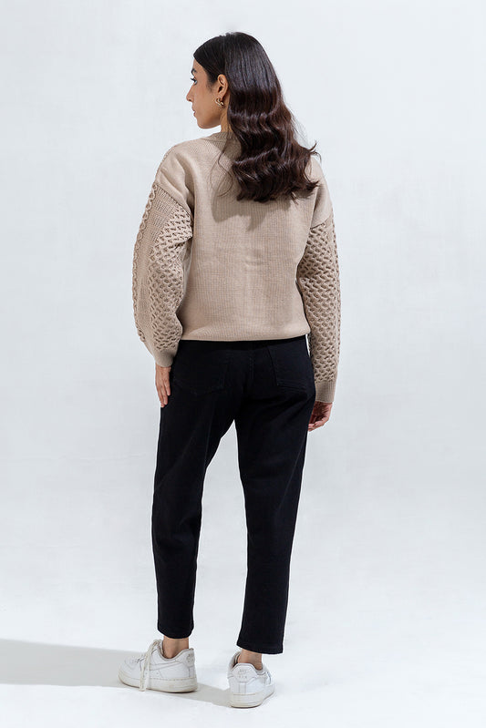 KNITTED CREW NECK CARDIGAN