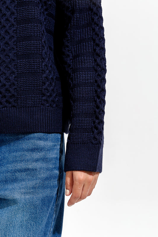 KNITTED CREW NECK CARDIGAN