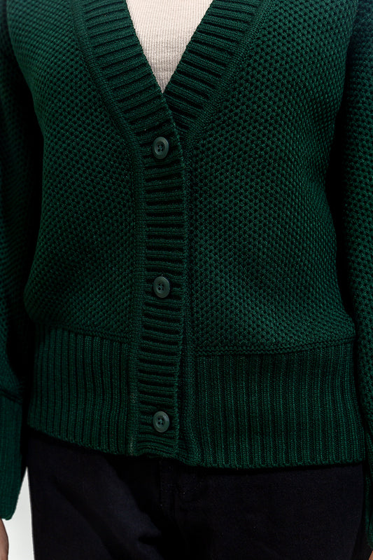 KNITTED CREW NECK CARDIGAN