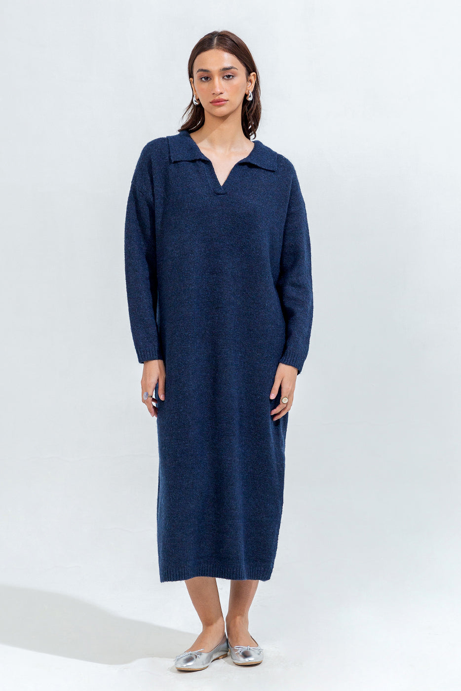 KNITTED COLLAR DRESS