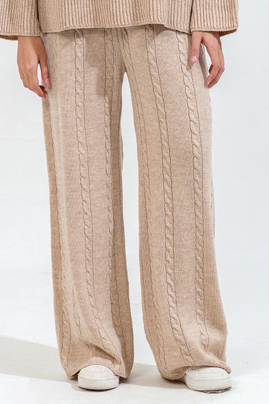 CABLE KNIT WIDE LEG TROUSER