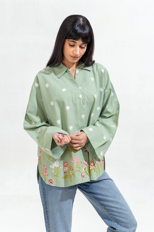 EMBROIDERED KHADDAR TOP (PRET)