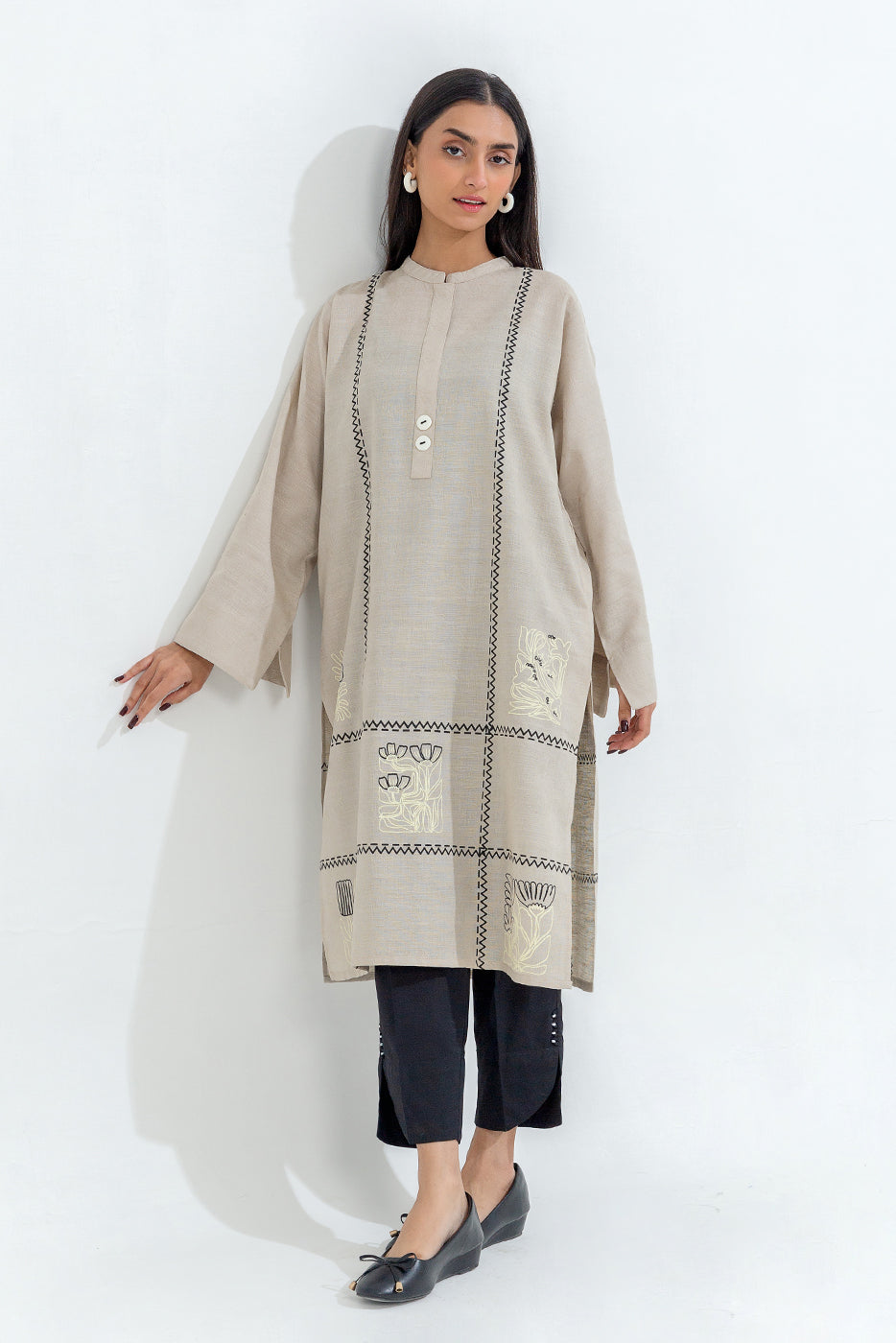 PRINTED KHADDAR JACQUARD SHIRT (PRET)