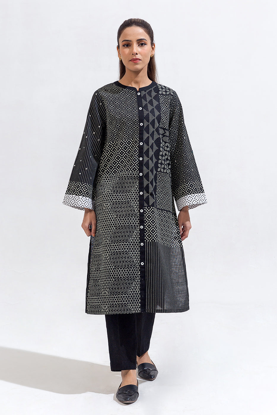 2 PIECE PRINTED KHADDAR JACQUARD SUIT (PRET)