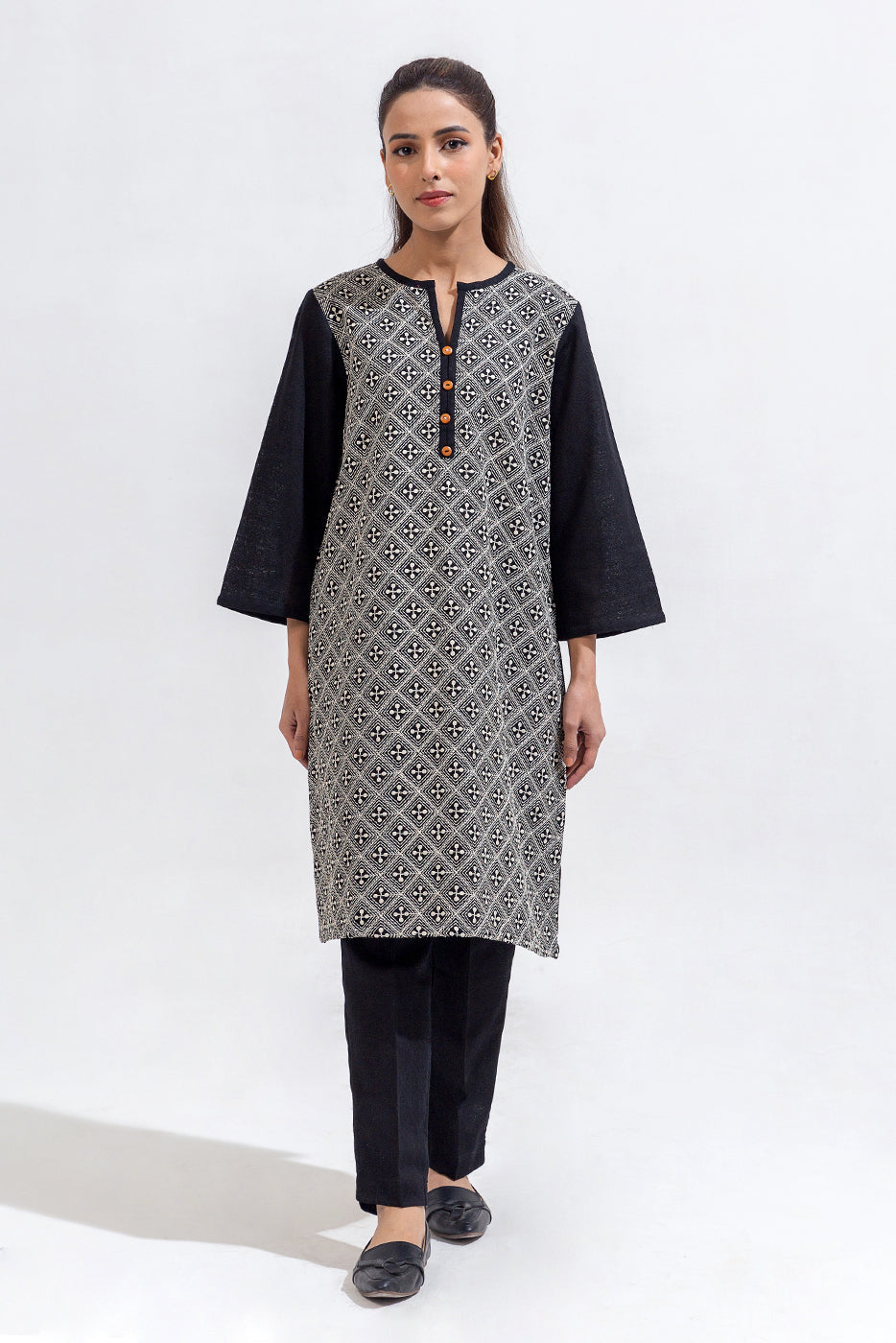 2 PIECE EMBROIDERED KHADDAR JACQUARD SUIT (PRET)