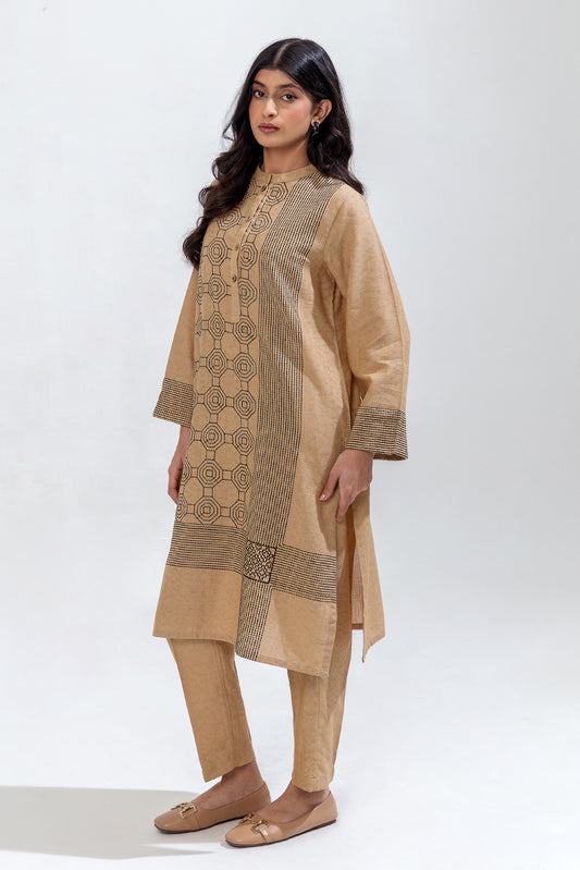 2 PIECE EMBROIDERED KHADDAR JACQUARD SUIT (PRET)