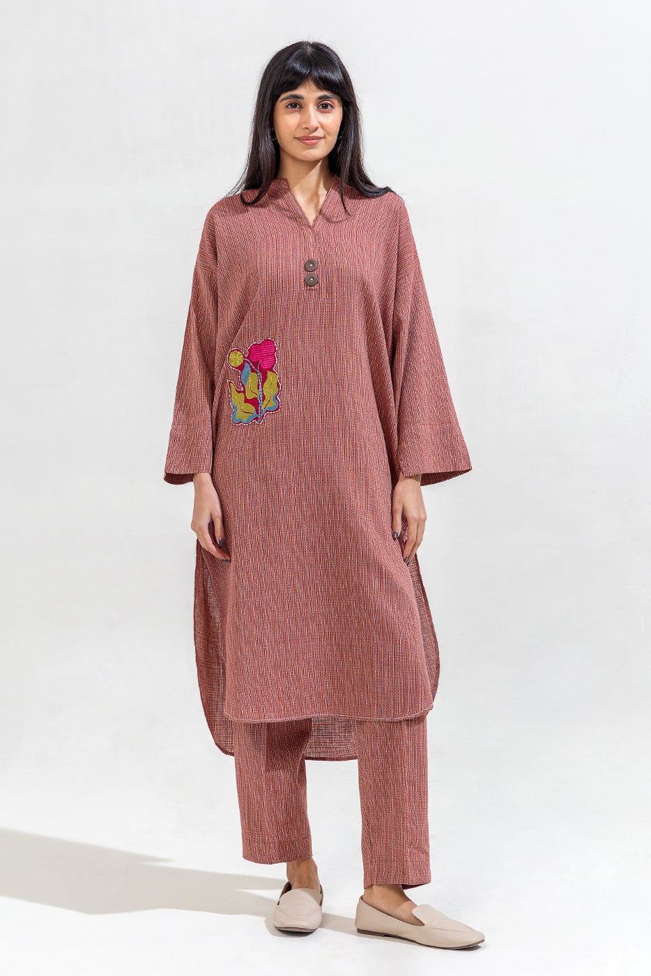 2 PIECE EMBROIDERED DOBBY SUIT (PRET)