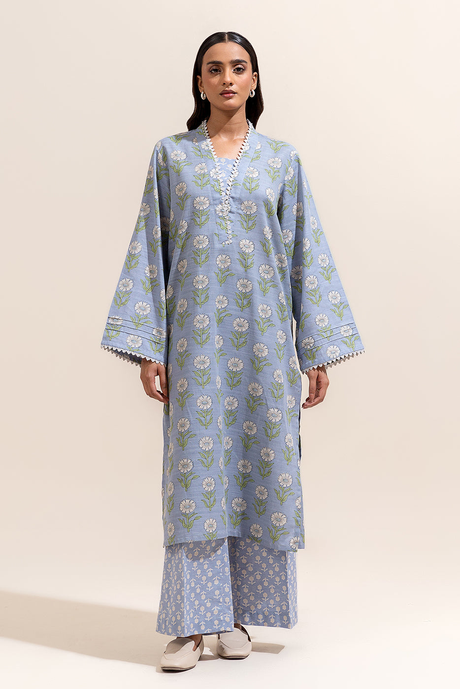 2 PIECE PRINTED KHADDAR SUIT-STONE ASH (UNSTITCHED)