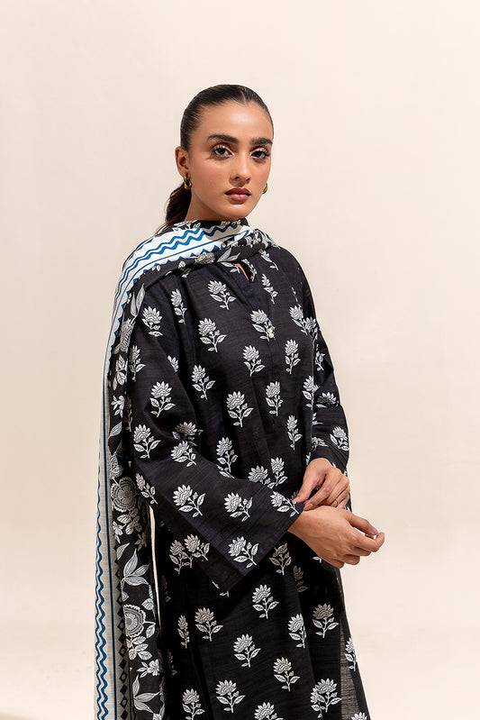 2 PIECE PRINTED KHADDAR SUIT-SABLE GLOOM (UNSTITCHED)