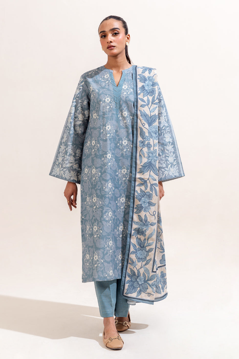 3 PIECE PRINTED KHADDAR SUIT-ARONA FLOW (UNSTITCHED)