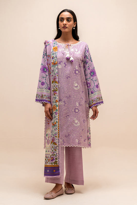 3 PIECE EMBROIDERED KHADDAR SUIT-HEATHER GLEAM (UNSTITCHED)