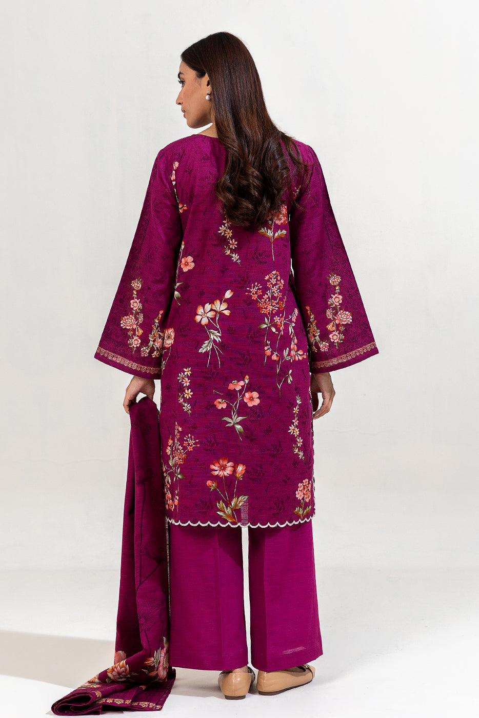 2 PIECE EMBROIDERED KHADDAR SUIT-PLUM RADIANCE (UNSTITCHED)