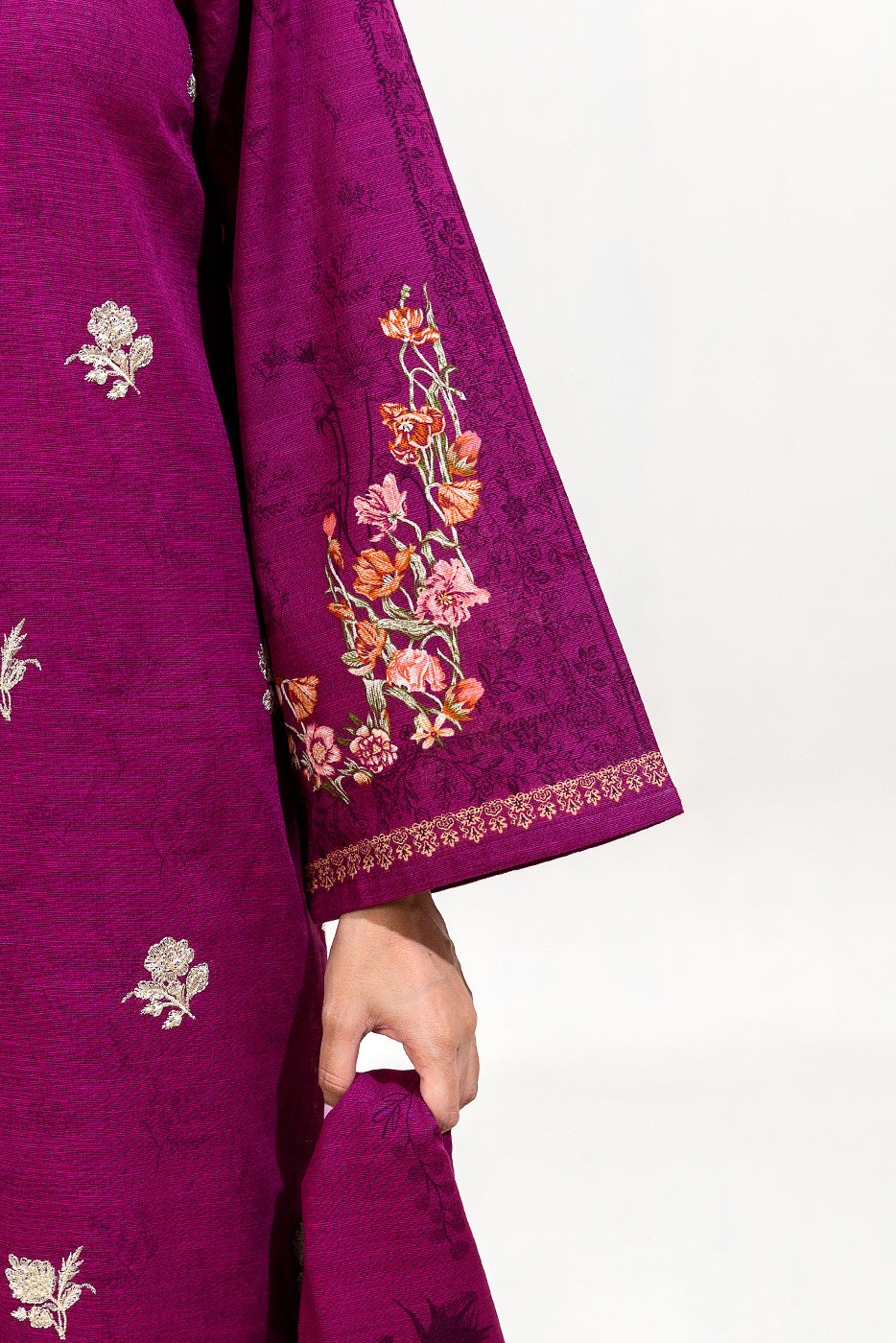 2 PIECE EMBROIDERED KHADDAR SUIT-PLUM RADIANCE (UNSTITCHED)