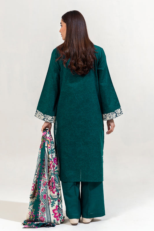 2 PIECE EMBROIDERED KHADDAR SUIT-TEAL BLOOM (UNSTITCHED)