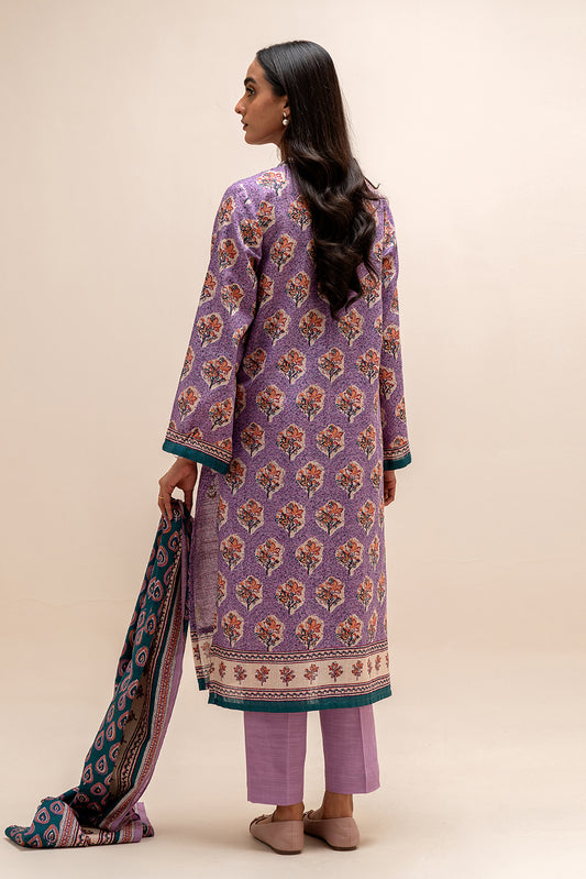 3 PIECE EMBROIDERED KHADDAR SUIT-PERIWINKLE BLOOM (UNSTITCHED)