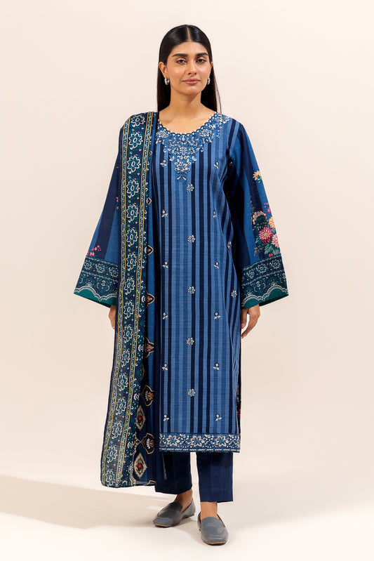 3 PIECE EMBROIDERED KHADDAR SUIT-SAPPHIRE FOLK (UNSTITCHED)