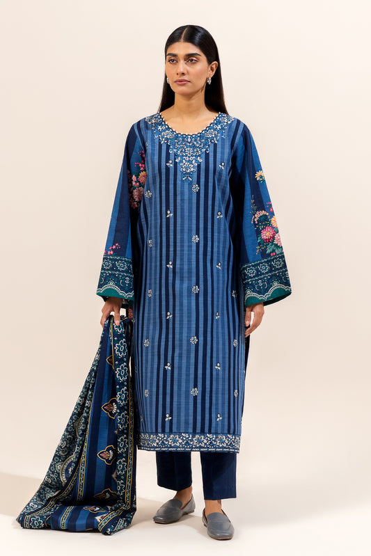 3 PIECE EMBROIDERED KHADDAR SUIT-SAPPHIRE FOLK (UNSTITCHED)