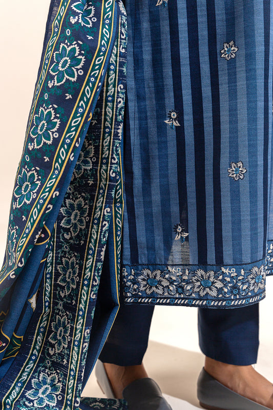 3 PIECE EMBROIDERED KHADDAR SUIT-SAPPHIRE FOLK (UNSTITCHED)