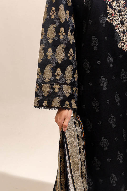 3 PIECE EMBROIDERED KHADDAR SUIT-MIDNIGHT VERVE (UNSTITCHED)