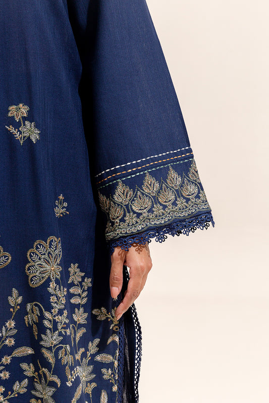 2 PIECE EMBROIDERED KHADDAR SUIT-INDIGO BLOOM (UNSTITCHED)