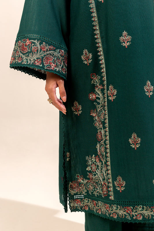 2 PIECE EMBROIDERED KHADDAR SUIT-VERDANT HAZE (UNSTITCHED)