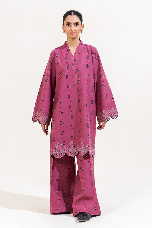 2 PIECE EMBROIDERED SELF JACQUARAD SUIT-CREPE PINK (UNSTITCHED)