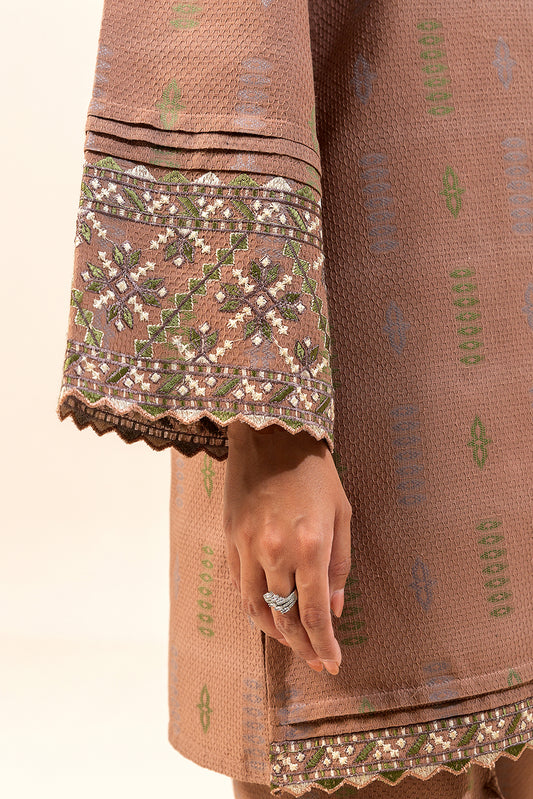 2 PIECE EMBROIDERED JACQUARD SUIT-NOMADIC GREIGE (UNSTITCHED)