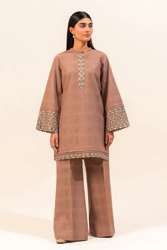 2 PIECE EMBROIDERED JACQUARD SUIT-NOMADIC GREIGE (UNSTITCHED)