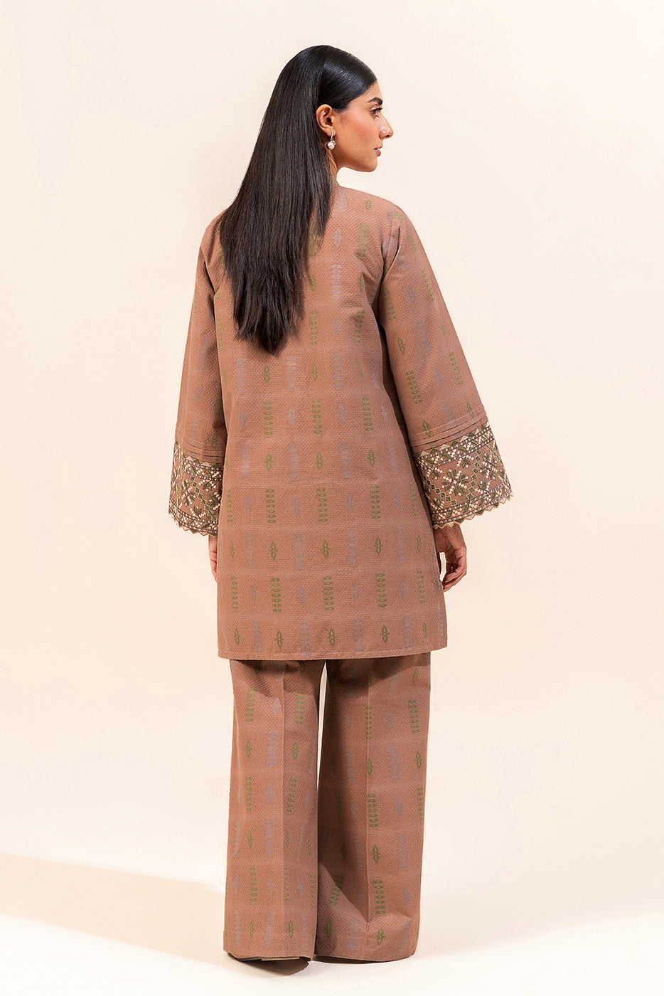 2 PIECE EMBROIDERED JACQUARD SUIT-NOMADIC GREIGE (UNSTITCHED)