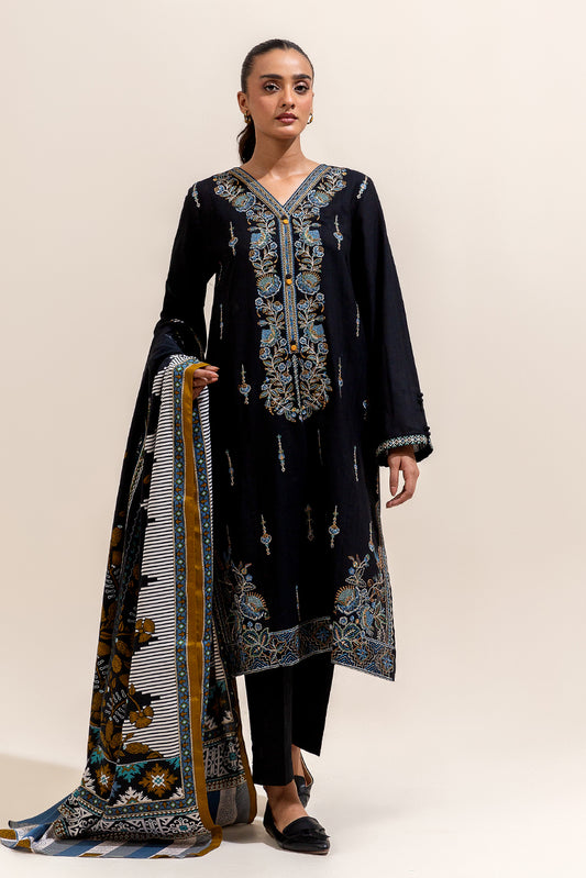 3 PIECE EMBROIDERED KHADDAR SUIT-EBONY AISLE (UNSTITCHED)