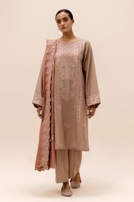 3 PIECE EMBROIDERED KHADDAR SUIT-PRIMROSE ASH (UNSTITCHED)