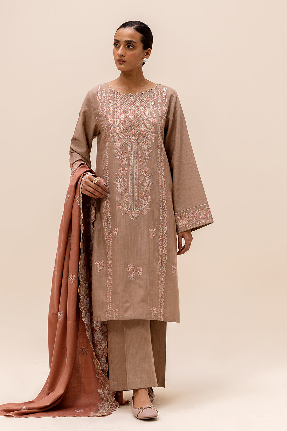 3 PIECE EMBROIDERED KHADDAR SUIT-PRIMROSE ASH (UNSTITCHED)