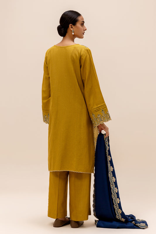 3 PIECE EMBROIDERED KHADDAR SUIT-CANARY ADORN (UNSTITCHED)