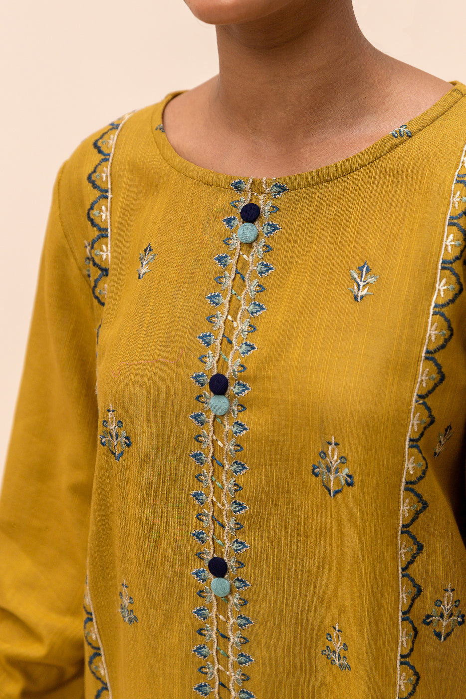 3 PIECE EMBROIDERED KHADDAR SUIT-CANARY ADORN (UNSTITCHED)