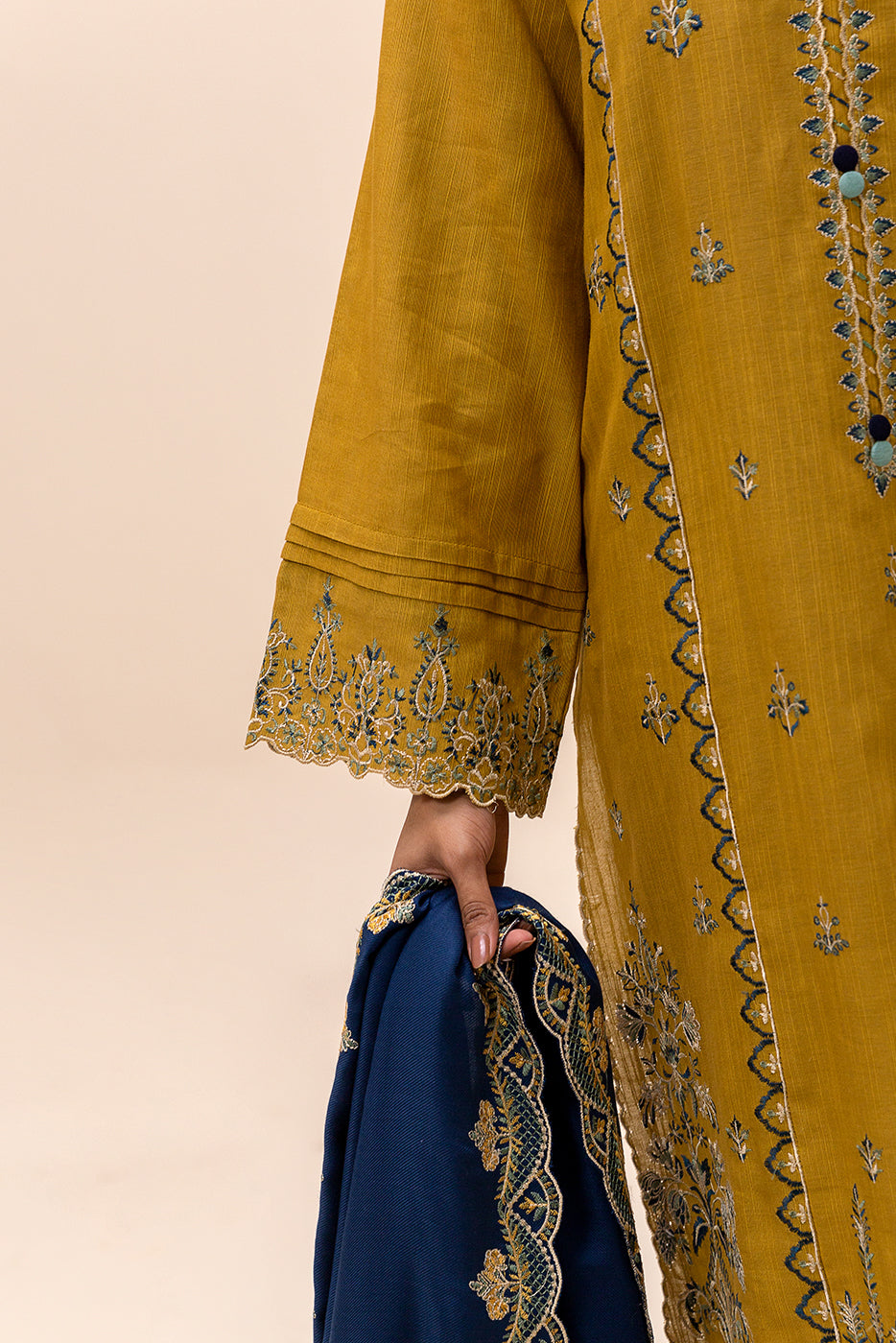 3 PIECE EMBROIDERED KHADDAR SUIT-CANARY ADORN (UNSTITCHED)