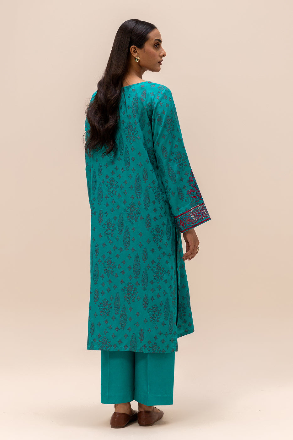 2 PIECE EMBROIDERED JACQUARD SUIT-OCEAN GLINT (UNSTITCHED)