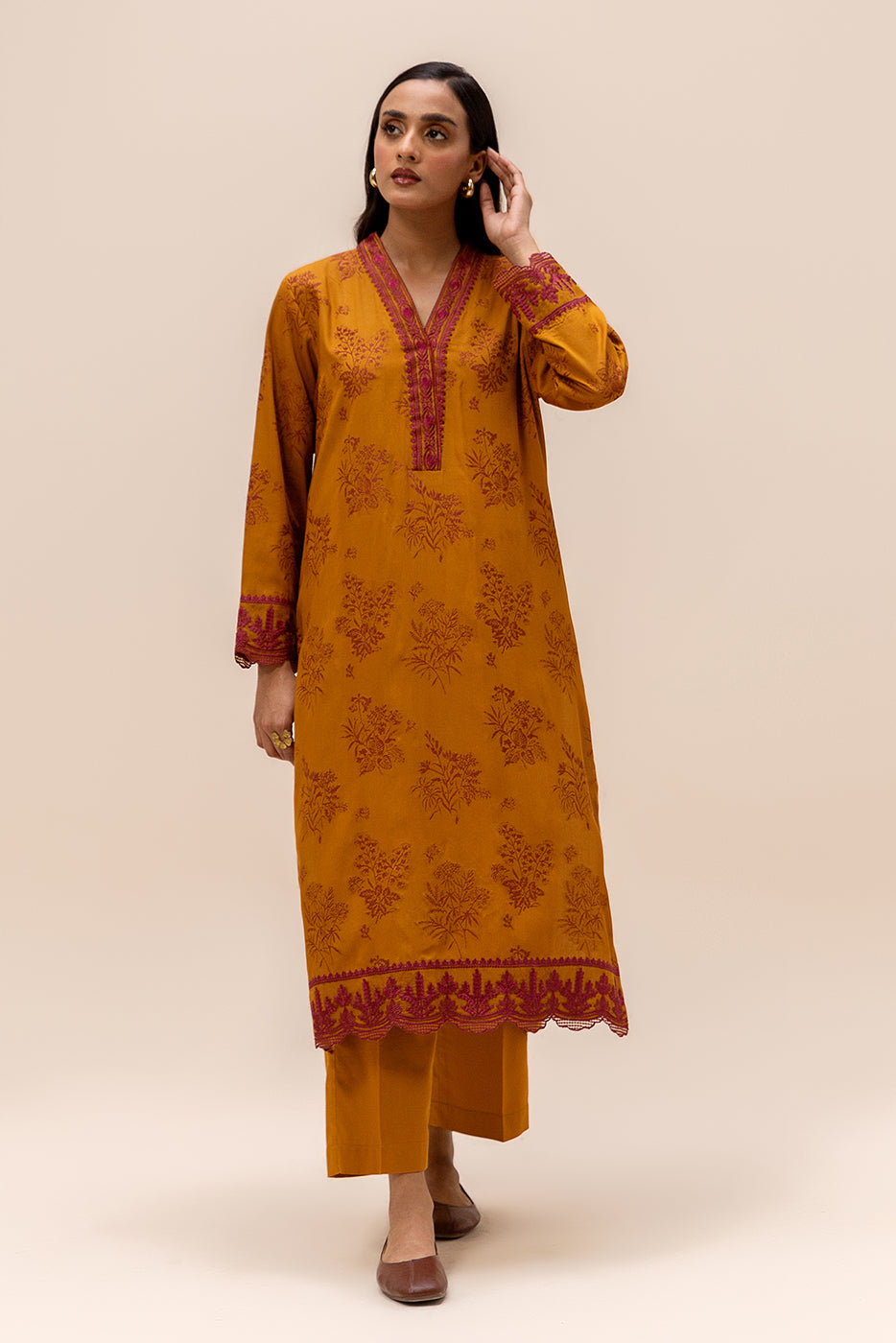 2 PIECE EMBROIDERED JACQUARD SUIT-GOLD FANTASY (UNSTITCHED)