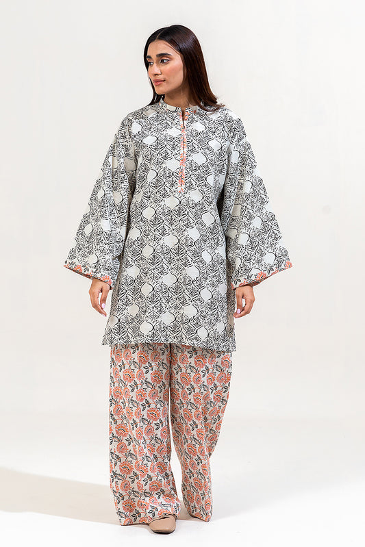 2 PIECE PRINTED KHADDAR SUIT-IVORY MAZE (UNSTITCHED)