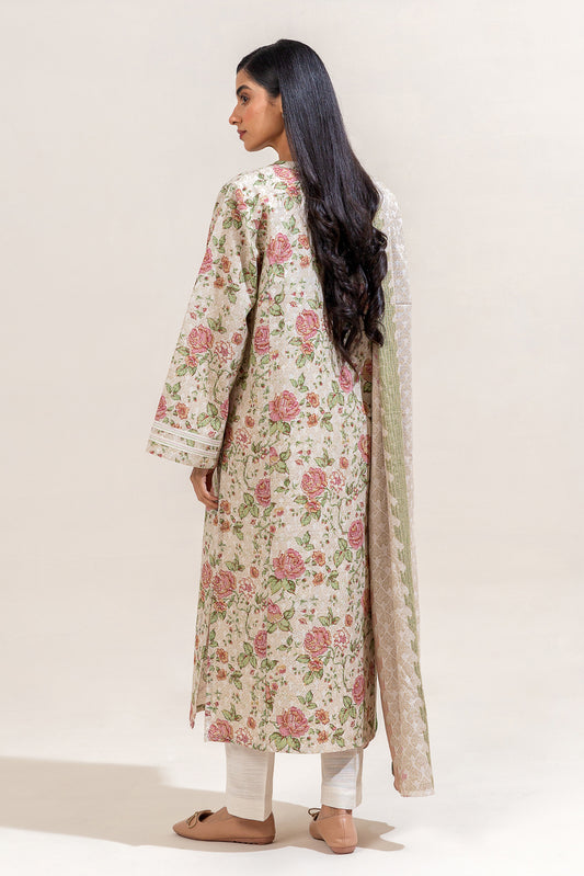 2 PIECE PRINTED KHADDAR SUIT-IVORY ORCHID (UNSTITCHED)