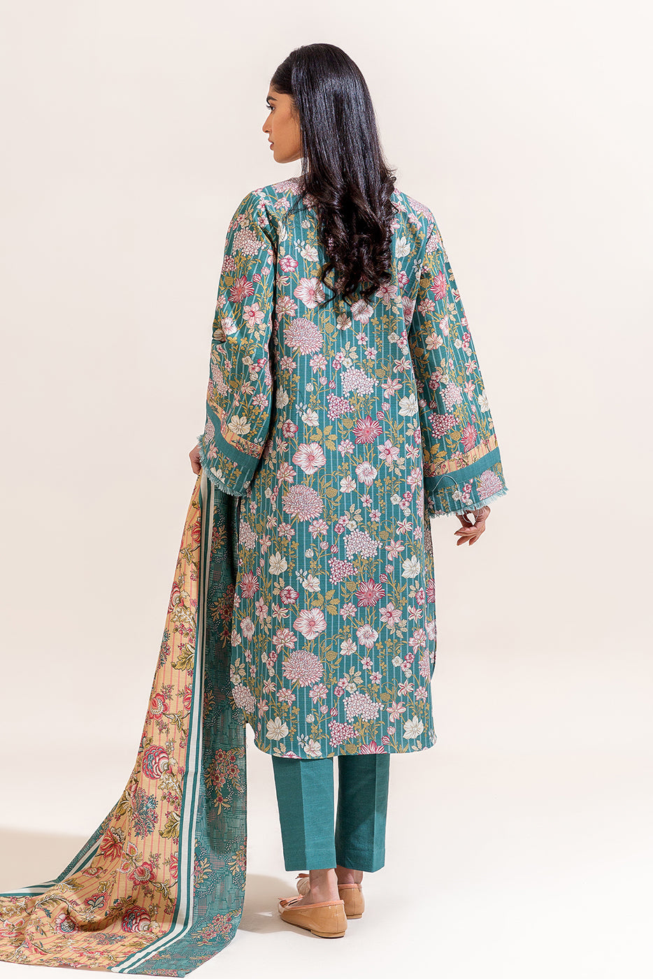 3 PIECE PRINTED KHADDAR SUIT-TURQOOISE GLOOM (UNSTITCHED)