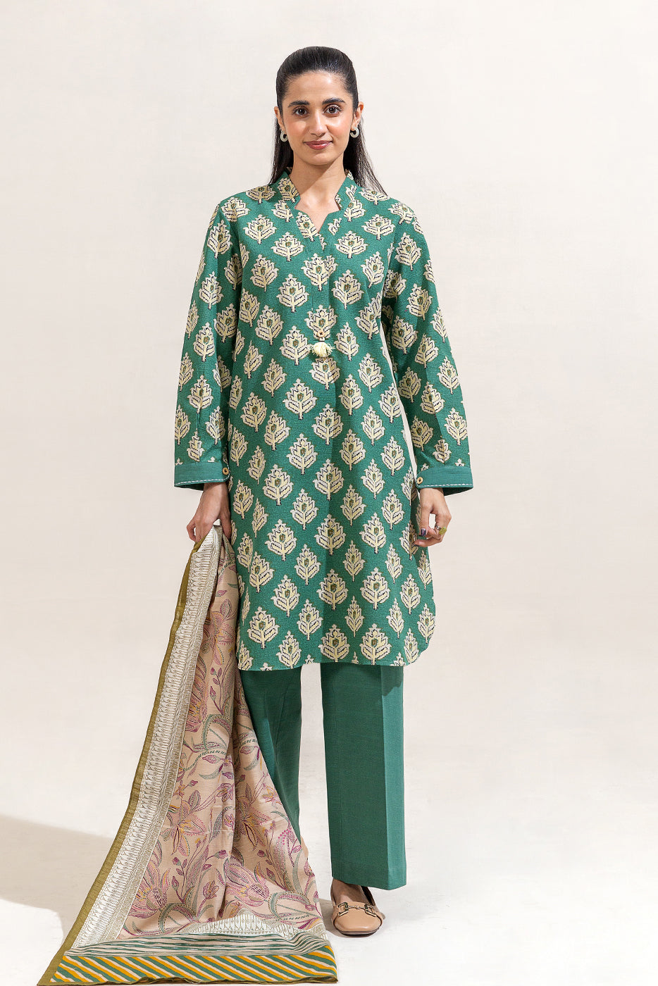 3 PIECE PRINTED KHADDAR SUIT-TEAL SERENITY (UNSTITCHED)