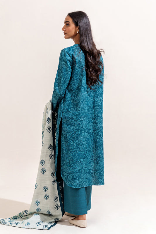 3 PIECE EMBROIDERED KHADDAR SUIT-TEAL GLAM (UNSTITCHED)