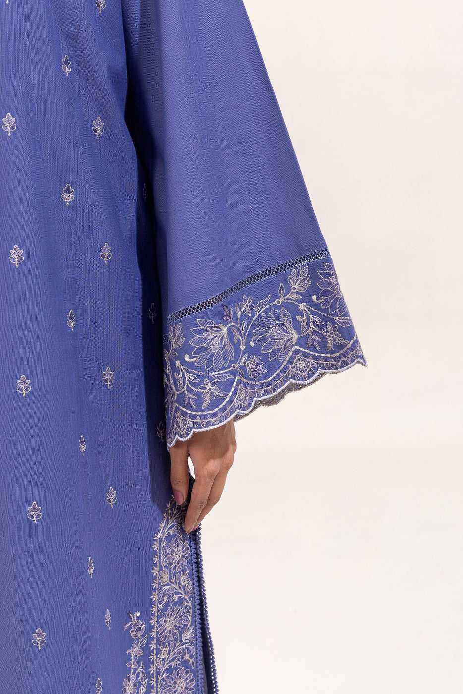 2 PIECE EMBROIDERED KHADDAR SUIT-PERIWINKLE FLAKE (UNSTITCHED)