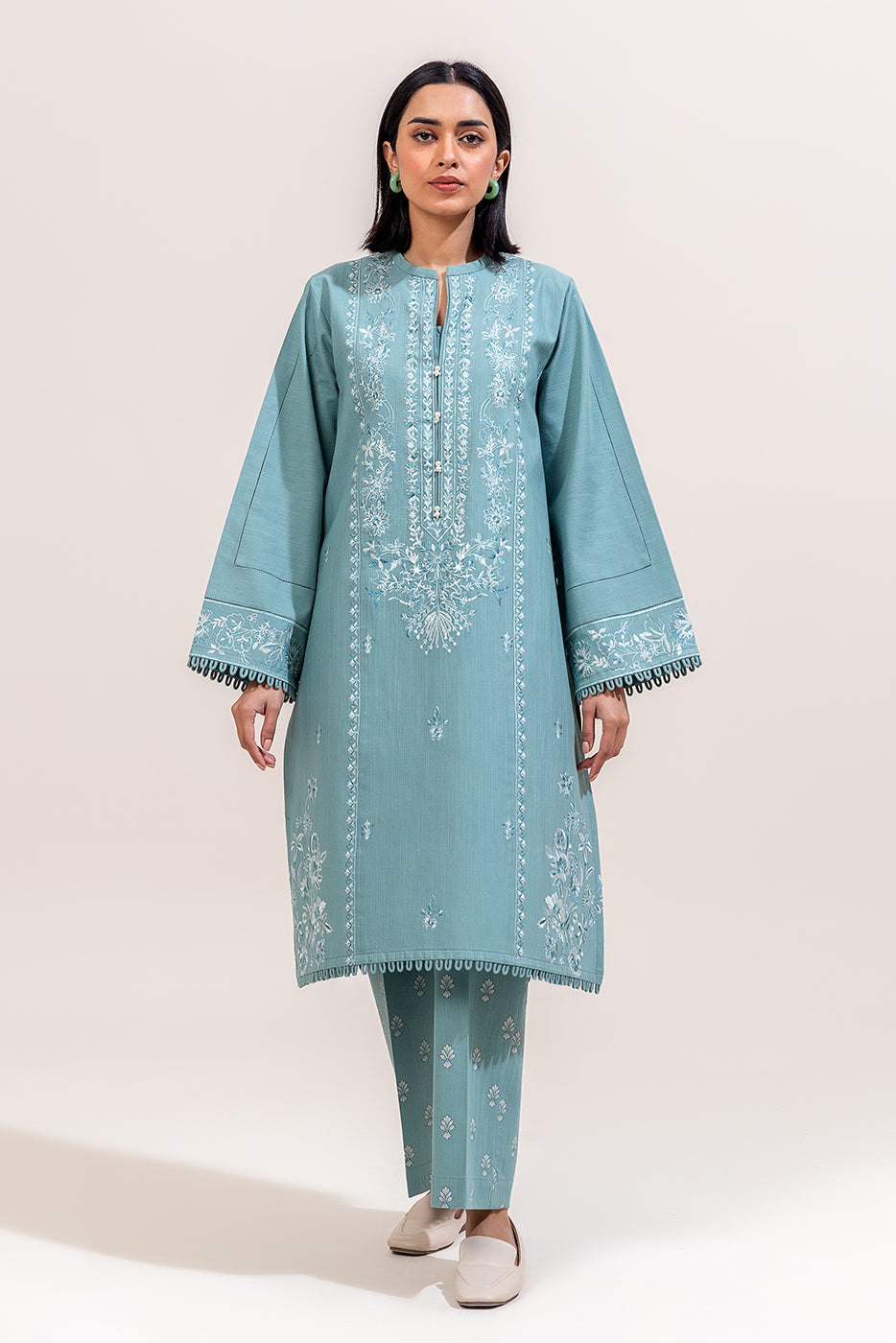 2 PIECE EMBROIDERED KHADDAR SUIT-OCEAN VERVE (UNSTITCHED)