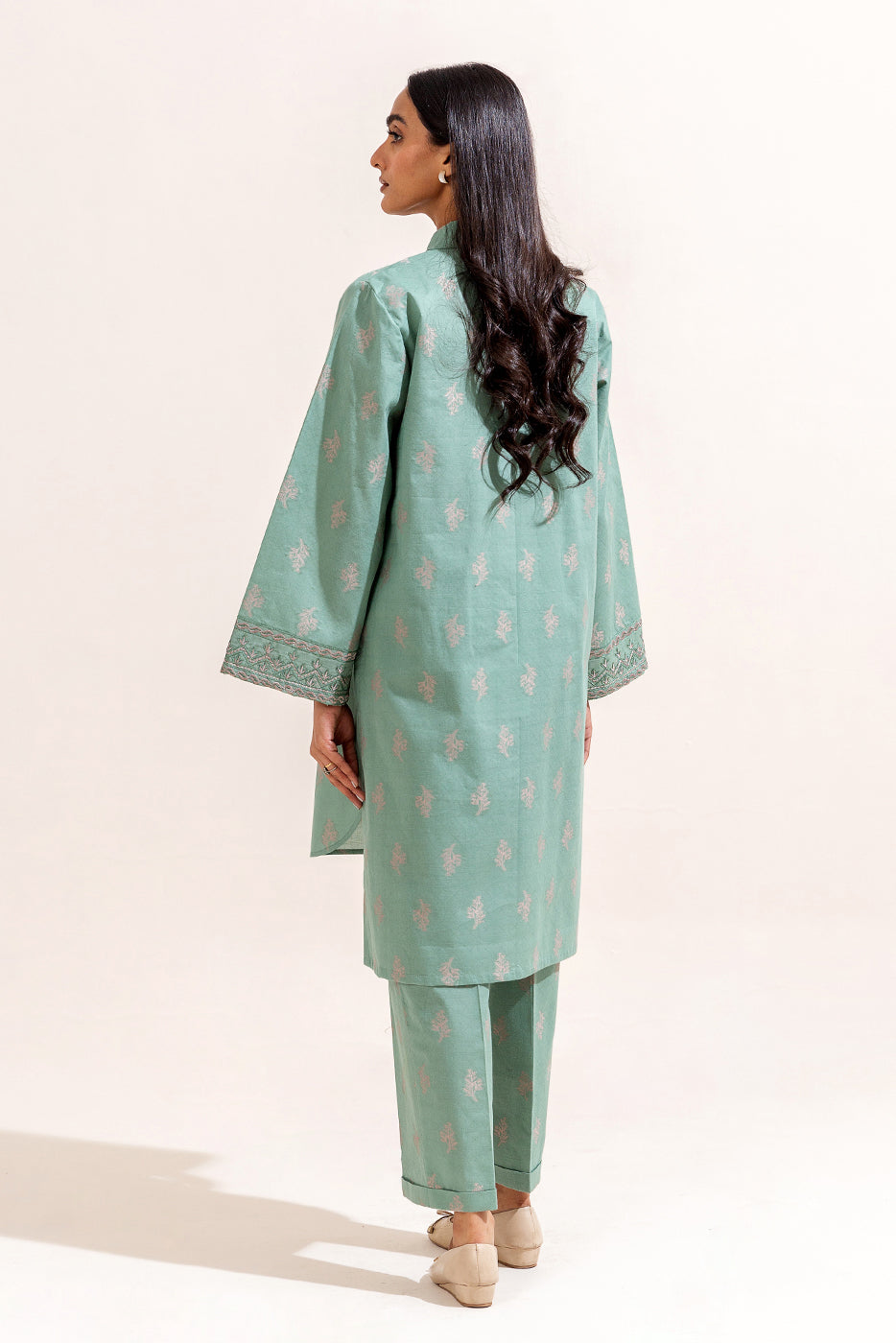 2 PIECE EMBROIDERED SELF JACQUARD SUIT-AQUA GLOOM (UNSTITCHED)